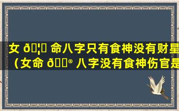 女 🦟 命八字只有食神没有财星（女命 💮 八字没有食神伤官是不是没脑子）